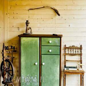 Ręcznie malowana, zielona komoda, szafka na buty, bieliźniarka