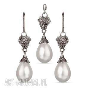 kobiecy komplet srebrny z perlami a797 pereł perły biżuteria