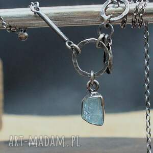 surowy akwamaryn - naszyjnik, minimalistyczna biżuteria autorska