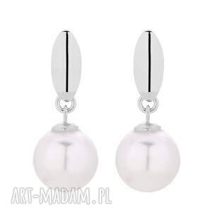 srebrne kolczyki z białymi perłami swarovski® crystal