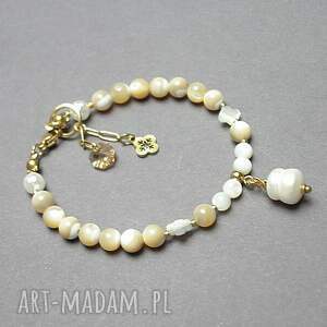 macica perłowa ecru and white - szlachetna kolekcja perły naturalne muszla, ki