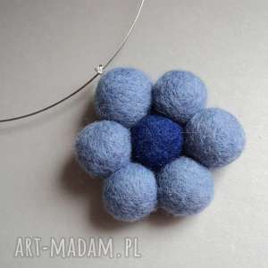 handmade naszyjniki blue felt flower