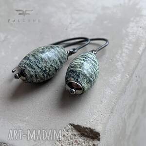 Kolczyki Z Serpentynitami, srebrne bigle