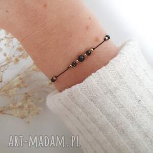 bransoletka z czarnym turmalinem, biżuteria bransoletki, handmade