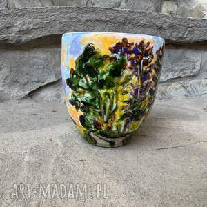 Porcelanowy kubek ręcznie malowany Las wieczorem