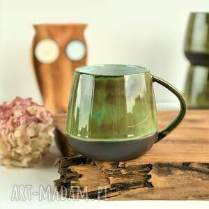 handmade ceramika kubek beczułka ręcznie robiony 320 ml zielony - las