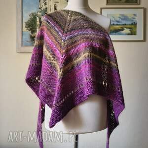 ręcznie na drutach - niezwykła, szlachetna, duża, ciepła chusta z japońską