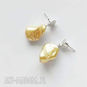 okrąg kolczyki, perła, srebro, zmatowione