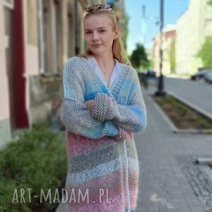 swetry multicolors kardigan pastelowe love sweter, prezent drutach, kolorowy