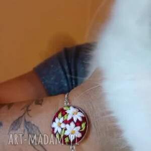 ręcznie haftowana bransoletka malibu na filcu stylowo, boho, niebanalnie stal