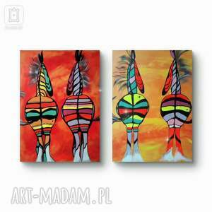 kompozycja prac na płótnie 40x50x2, barwy miłości, obraz zebry