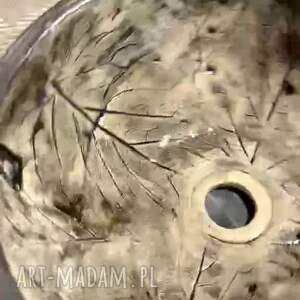 Umywalka „Liść Łopianu” 34 cm Nablatowa Ceramiczna z Odbitymi Liśćmi