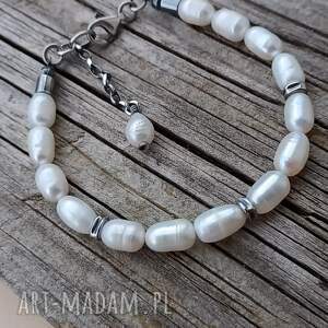 bransoletka z naturalnymi perłami w srebrze