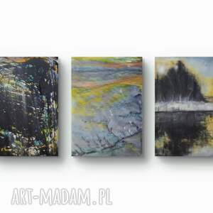 kompozycja prac na płótnie, 70x50x1cm każdy, obraz krajobraz morze