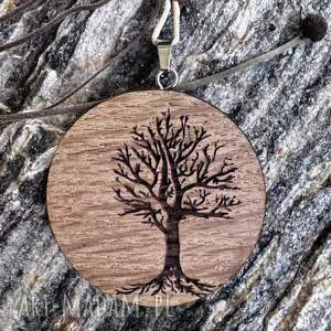 naszyjnik wisiorek dąb, drzewo, regulowany sznurku satynowym, lekki