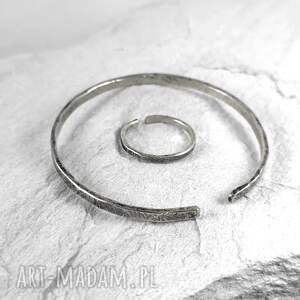 nieregularne - komplet - srebrna bransoletka obrączka (2000 06)