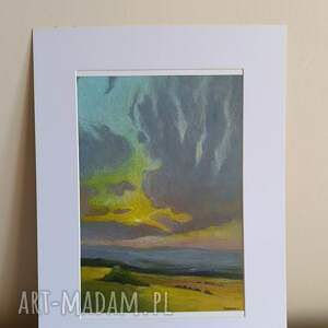 PASTELAMI OLEJNYMI W RAMIE, pejzaż, rama