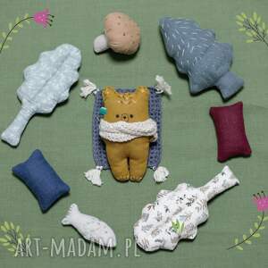 handmade lalki miś - zestaw leśne zwierzątka - niedźwiedź