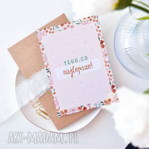 Kartka „Tego, co najlepsze! ” różowe kwiaty, delikatna i kobieca