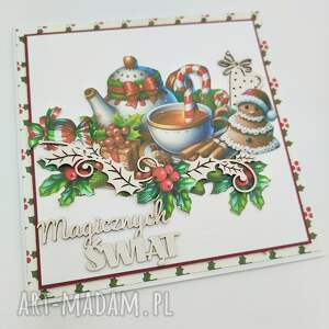 olwik art kartka świąteczna z pierniczkami i zimową herbatą - magicznych świąt