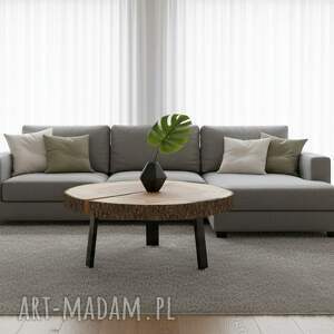 zegary wyjątkowy stolik z litego drewna na drewnianych nogach - naturalny