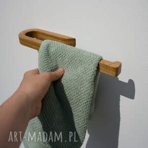 pozytywnie w drewnie drewniany wieszak na ręcznik do łazienki dębowy 30 cm