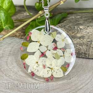 botaniczny wisiorek z żywicy z2038, kwiatowy naszyjnik, roślinny wisiorek