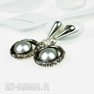 ozdobne srebrne kolczyki z perłami a555