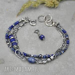 handmade kianit, szafir i lapis lazuli. Bransoletka 156