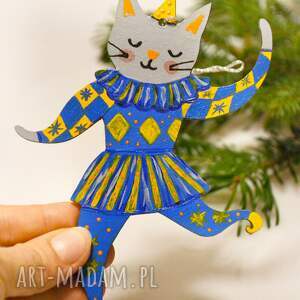 pomysł na prezent święta Ręcznie malowana zawieszka kotek