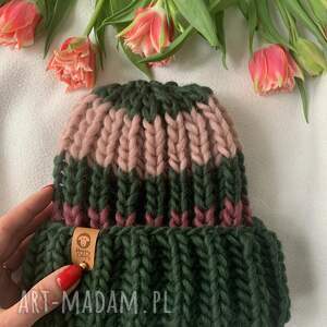 czapka big happy zieleń handmade