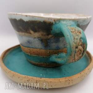 komplet afryka 2, ceramika rękodzieło filiżanka z gliny kawy