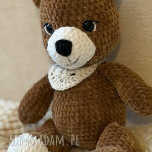 Miś Luka z apaszką ręcznie robiony w odcieniach brązu - handmade