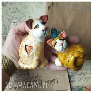 ręczne wykonanie ceramika para kotków