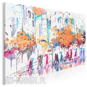 obraz na płótnie - ludzie miasto kolorowy - 120x80 cm (79101)