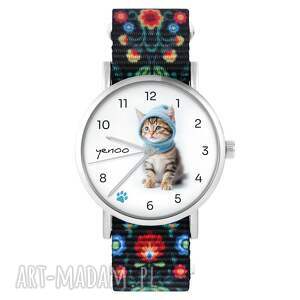 Prezent Zegarek - Kotek - folkowy czarny, nylonowy