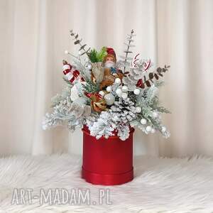 dekoracja bożonarodzeniowa z mikołajem stroik świąteczny, boże narodzenie