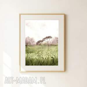 oryginalna akwarela A4 łąka sztuka, trawy, kwiaty, obraz