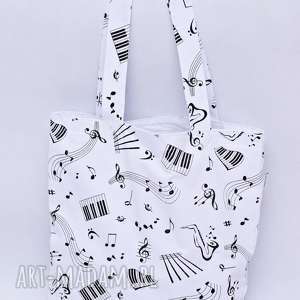 handmade torba na zakupy muzyczna shopperka nuty muzyka instrument dla muzyka nutki