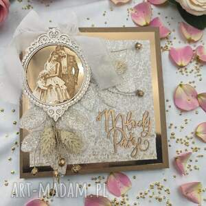 Kartka ślubna boho rustykalna suszone kwiaty elegancka, ślub