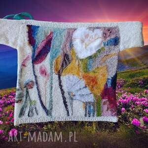 pod choinkę prezenty, biały sweter, wełna, filcowanie ubrania