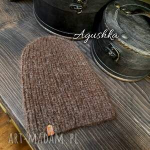 Brązowa czapka slouchy beanie z alpaki i moheru