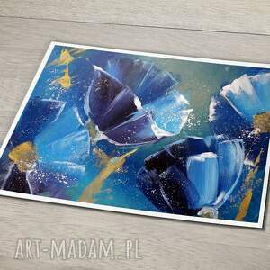 marina czajkowska maki niebieskie plakat dom, obraz, kwiaty, mamie, prezent