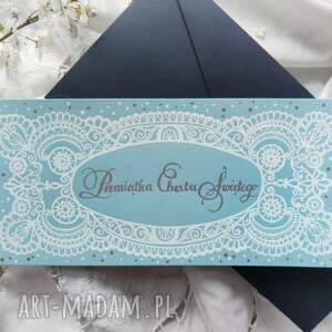 Prezent kartka pamiątka Chrztu Świętego KORONKOWA