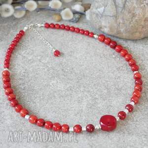 naszyjnik z naturalnego czerwonego korala w srebrze mini ii biżuteria na prezent
