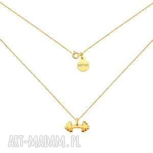 Złoty z naszyjnik, hantla, sport, gym, fit