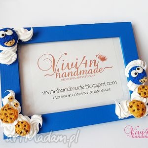 unikalne, ramka z ciasteczkowym, cookie niebieski, fimo