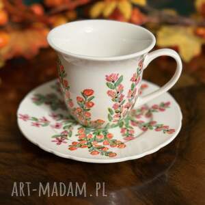 porcelanowa filiżanka ręcznie malowana kwiaty dla ciebie, unikatowa rękodzieło