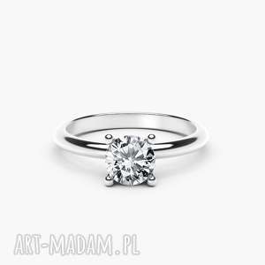 pierścionek classy białe złoto 585/biały topaz, zaręczynowy, zaręczyny, ślub