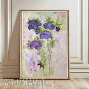 Oryginalna A3. Ciemiernik, akwarela, kwiaty, sztuka, trawy